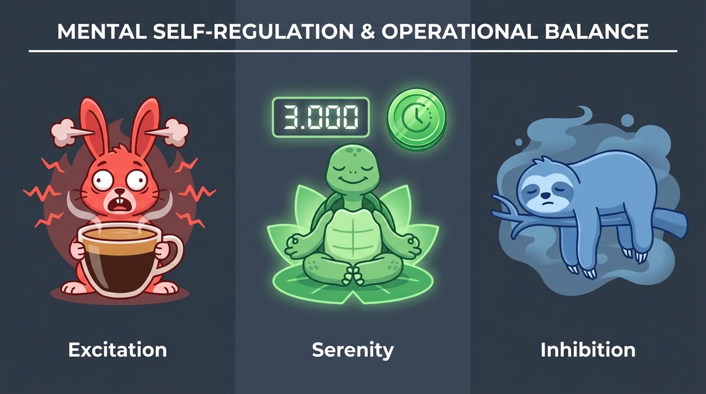 Excitation, serenity, and inhibition — mental self-regulation and operational balance